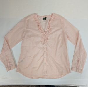 Eddie Bauer Pink 100% Cotton Long Sleeve Button Up Medium [133]